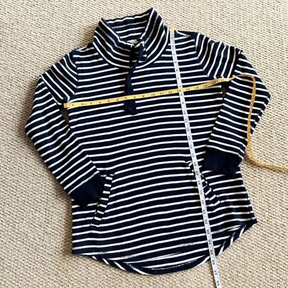 J CREW striped top pockets long sleeves drawstring collar women’s sz XS - Picture 7 of 7